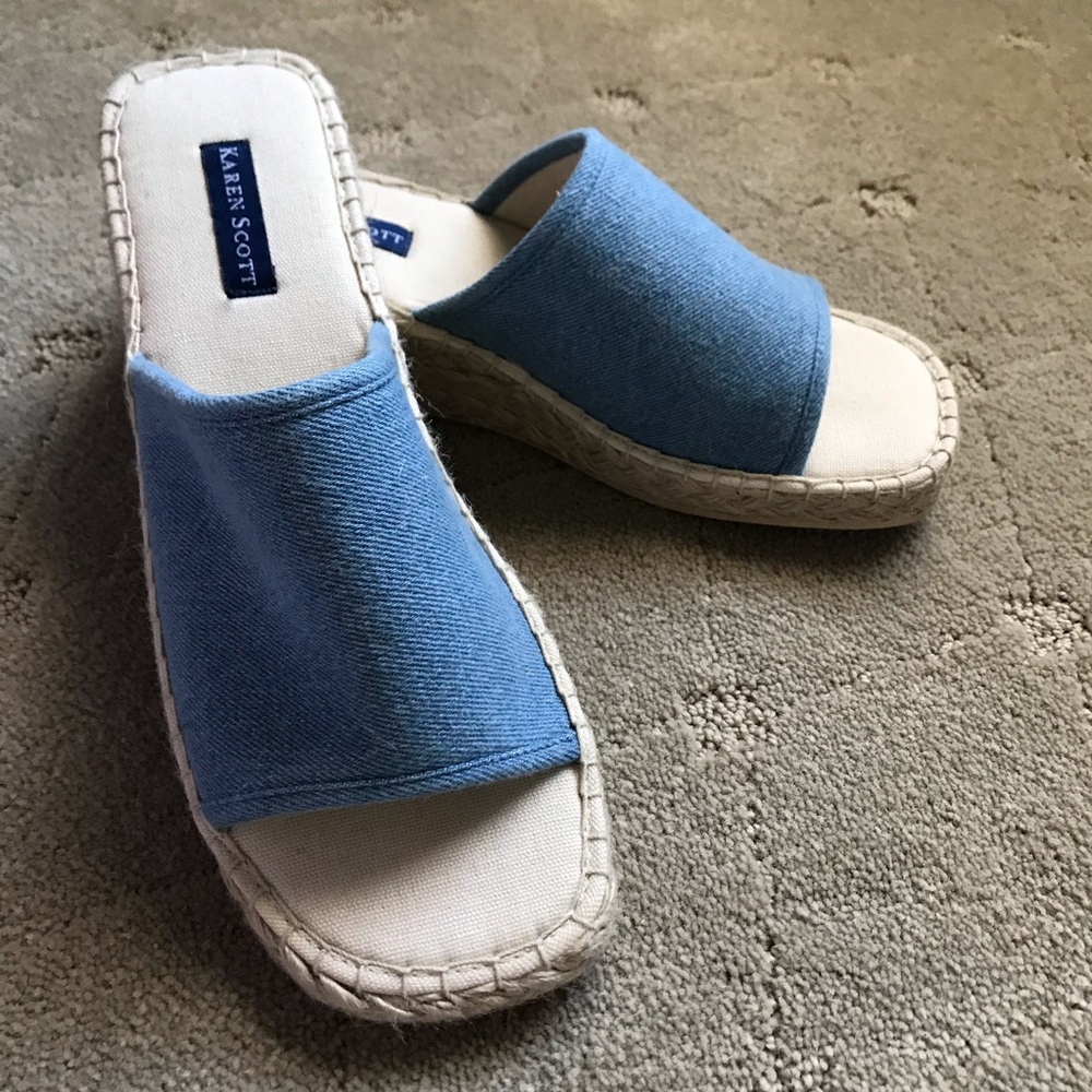 Chambray Denim Slide Espadrilles Sandals 8.5